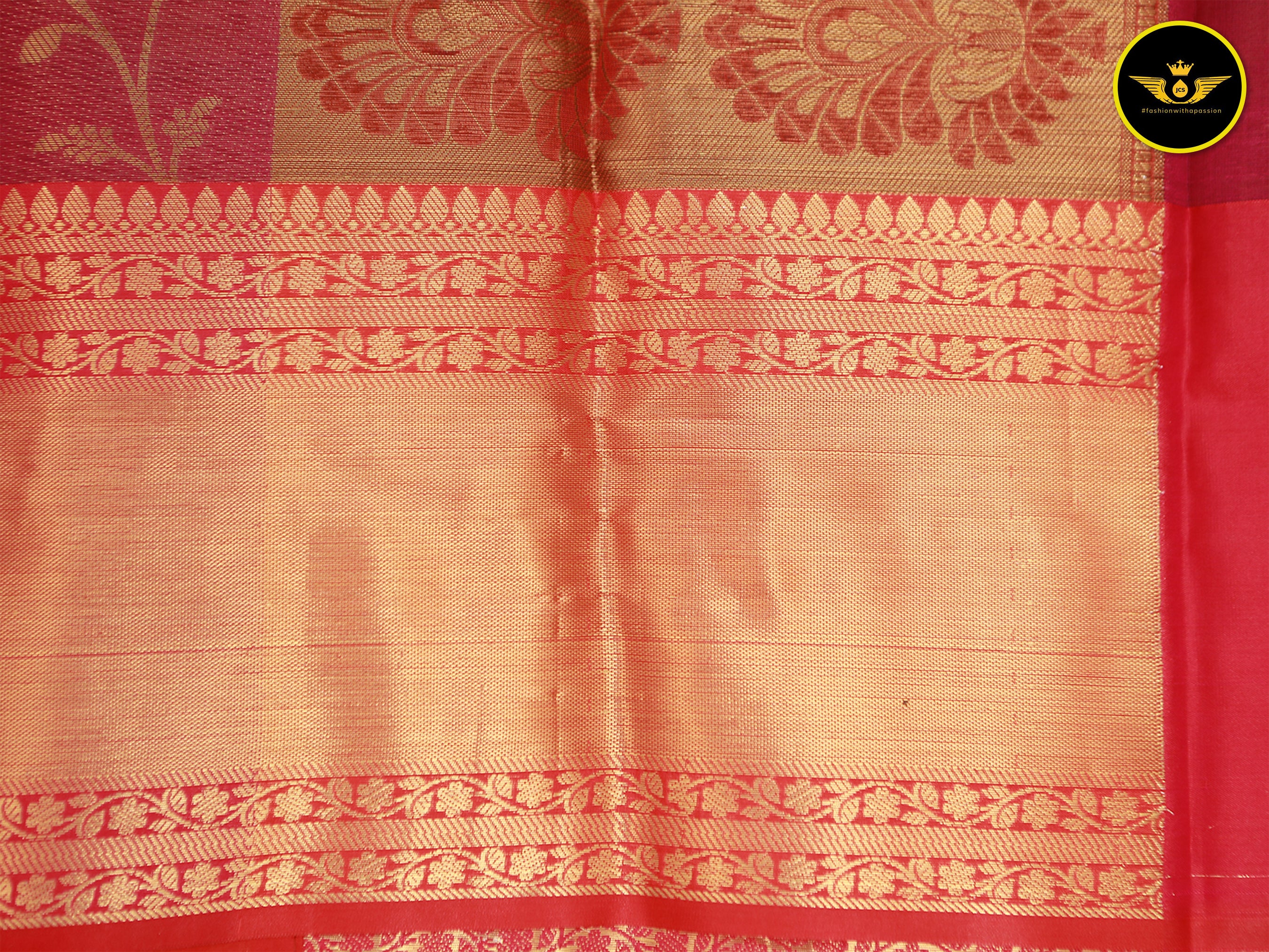 Zari Weave Semi Silk Saree with Long Borders - Elegant and Rich Saree JCS Fashions