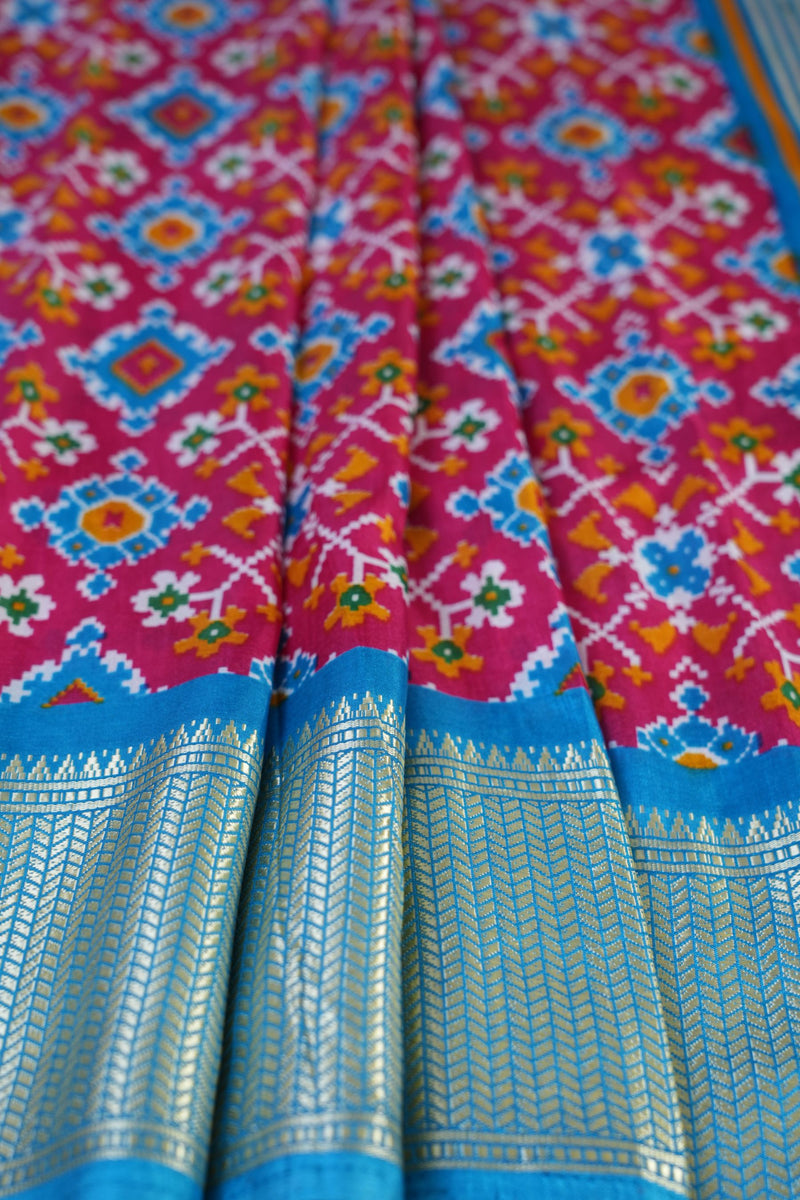 Elegant Kanchipuram Semi Silk Saree with Intricate Ikkat Design