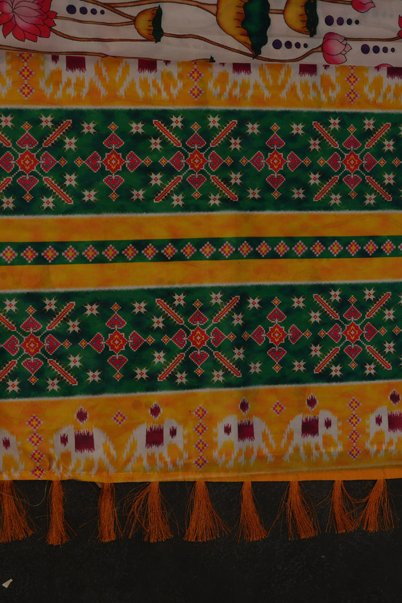 Pichwai Print Designer Saree with Kanchi Border & Indian Artistry