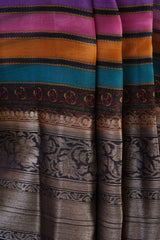 Exquisite Sabhyasachi Lehariya Organza Silk Saree with Kanchi Border