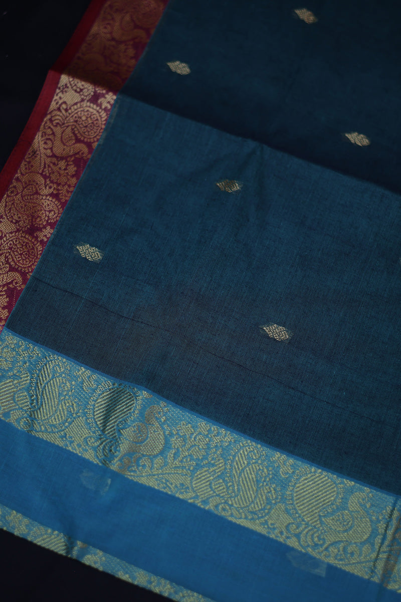 JCSFashions Elegant 9-Yard Cotton Saree with Richly Textured Line Pallu