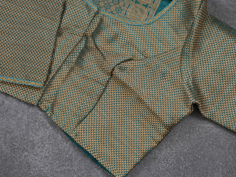 GREY Color Chanderi Silk Saree With Contrast Teal Blue Color Lace Work Blouse