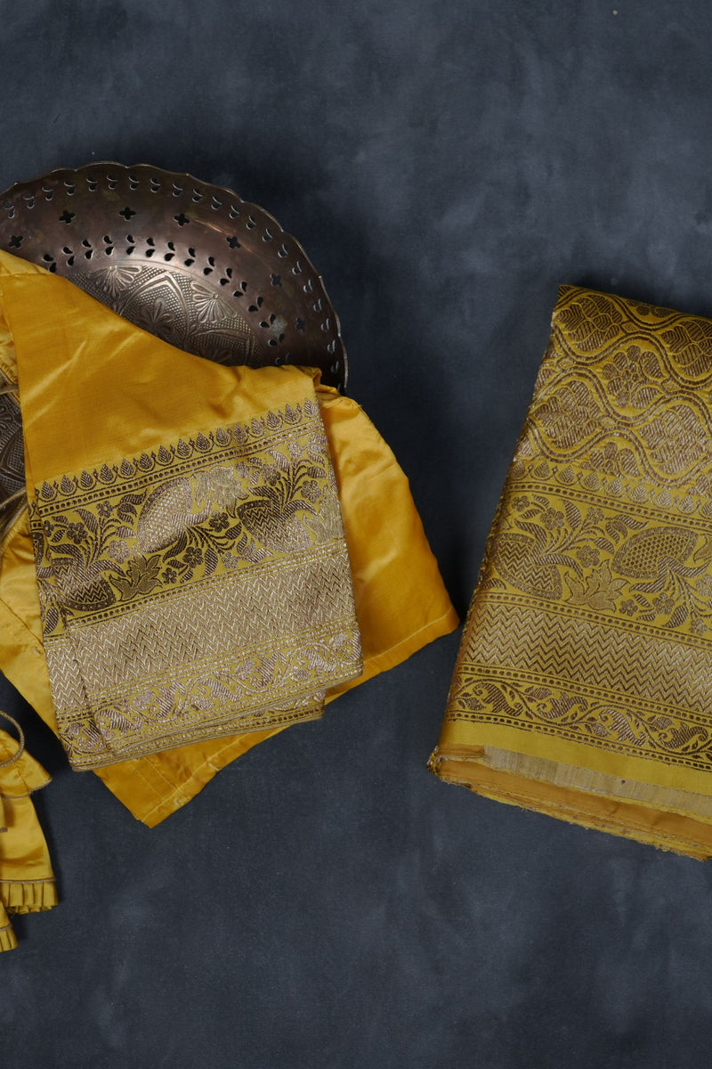 Elegant Handloom Banarasi Tussar Silk Saree - Antique Jari Work Accent