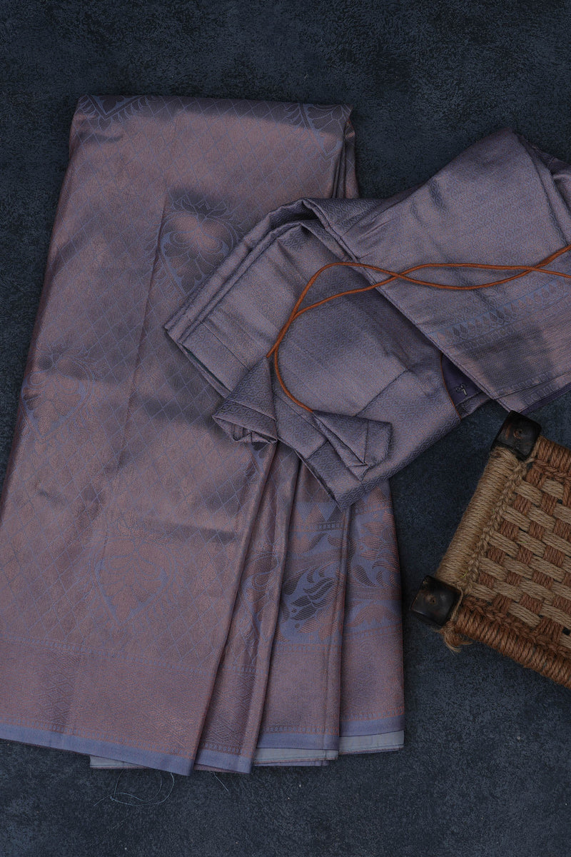 Luxurious Semi-Soft Silk Saree with Copper Zari Weaving