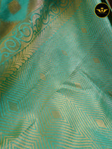 Turquoise Green Color Chanderi Silk Saree With Lace Work Blouse