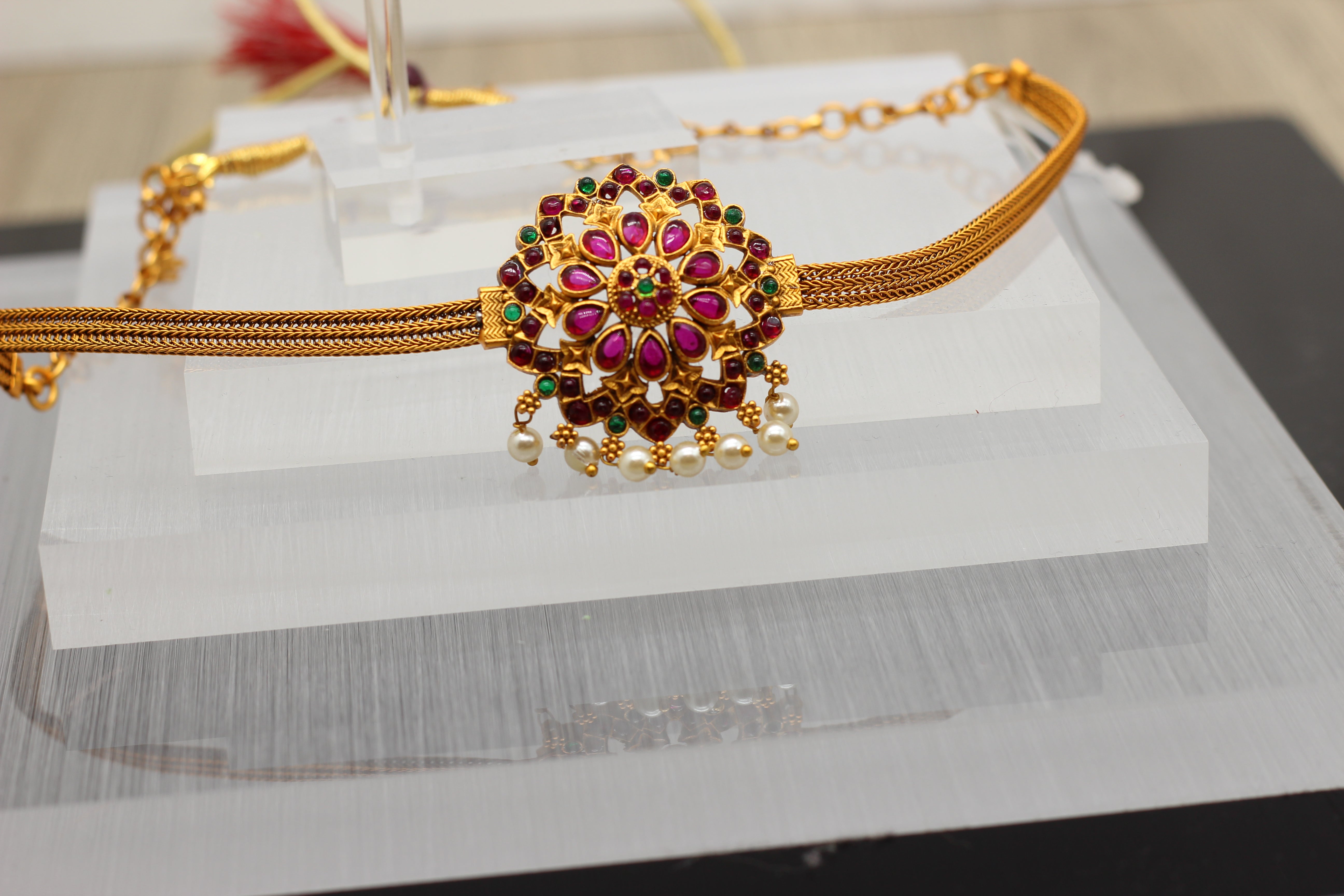 Chic Kemp Pendant and Jhumka Earring Set with Adjustable Choker Jewelry JCS Fashions
