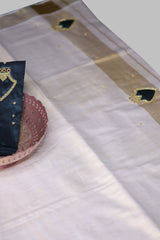 Elegant Kerala Golden Tissue Saree with Aari Beadwork