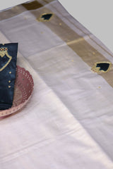 Elegant Kerala Golden Tissue Saree with Aari Beadwork