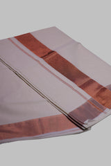Authentic Kerala Cotton Saree with Rosecopper Zari Border