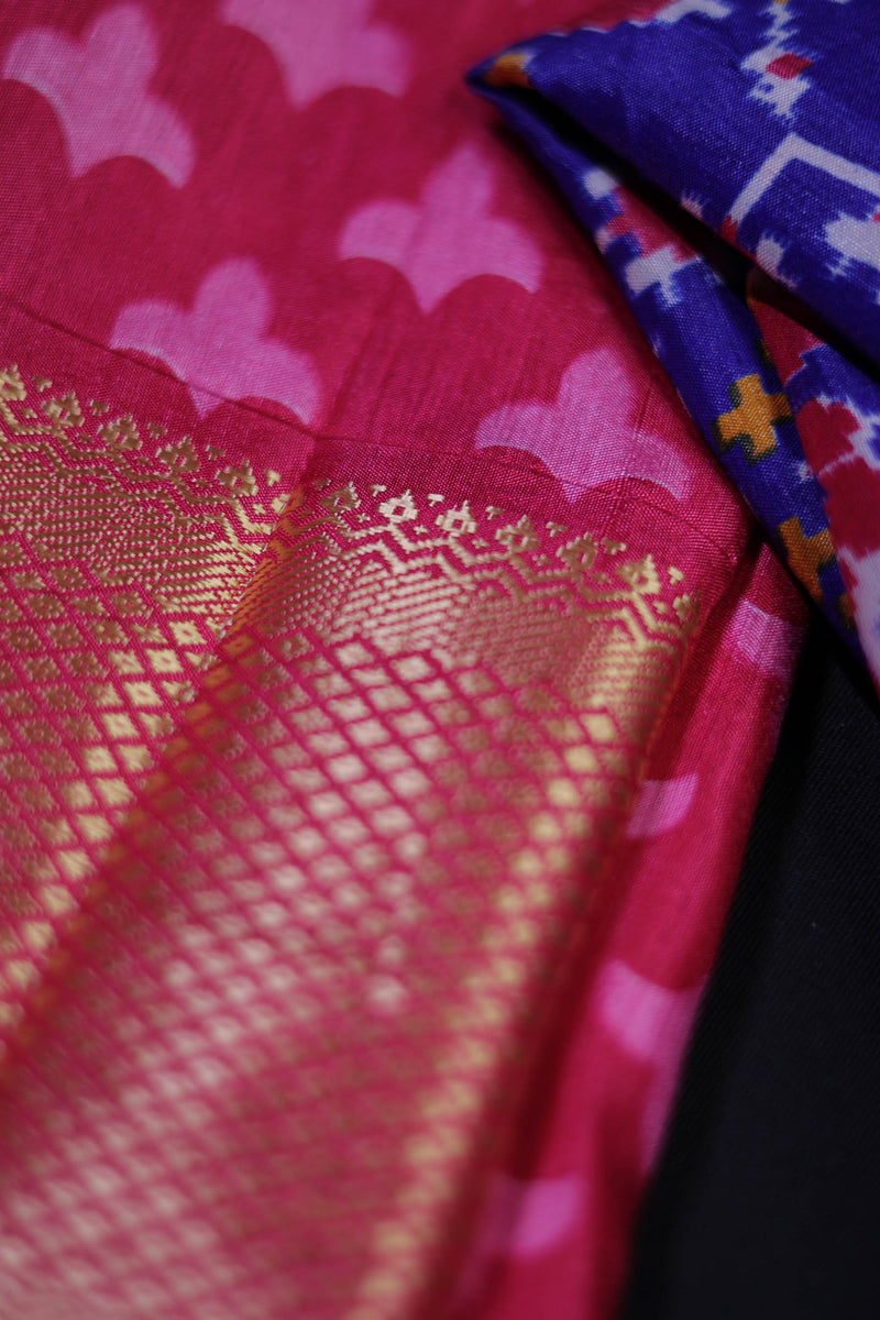 Elegant Ikkat Semi-Silk Saree with Kanchi Zari Borders