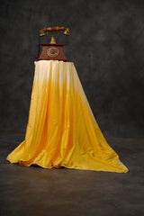Japan Satin Saree with Diamond Studs in Light and Dark Yellow Shades