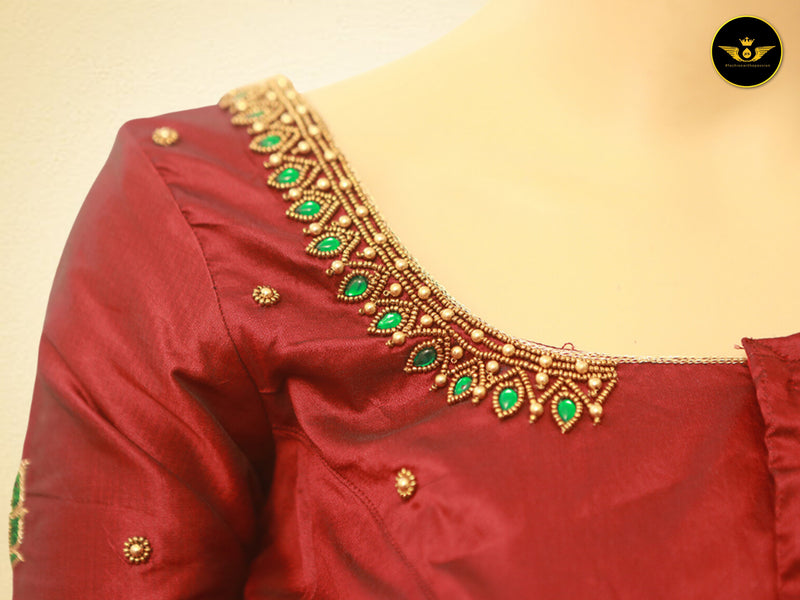 Timeless Elegance Semi Silk Saree With Contrast Aari Work Blouse