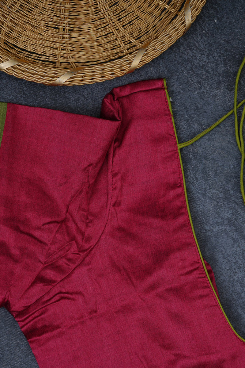 Semi Soft Silk Saree with Silver Weave Border & Complementary Blouse