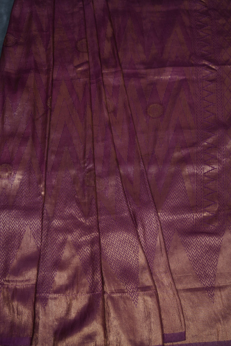 Wine Color Soft Semi-Silk Saree With A stitched Blouse