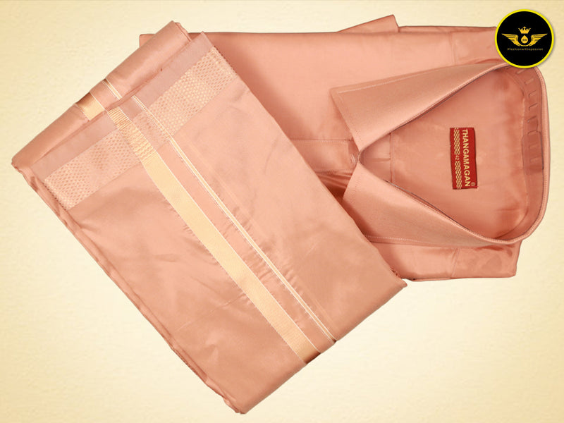 Silk Dhoti Short Towel Set: Exquisite 2.5mts Stitched Shirt + Stylish