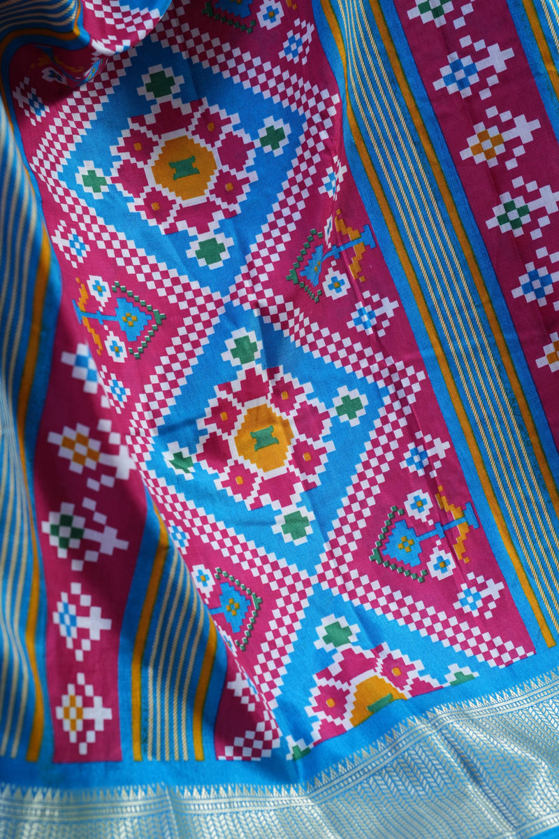 Elegant Kanchipuram Semi Silk Saree with Intricate Ikkat Design