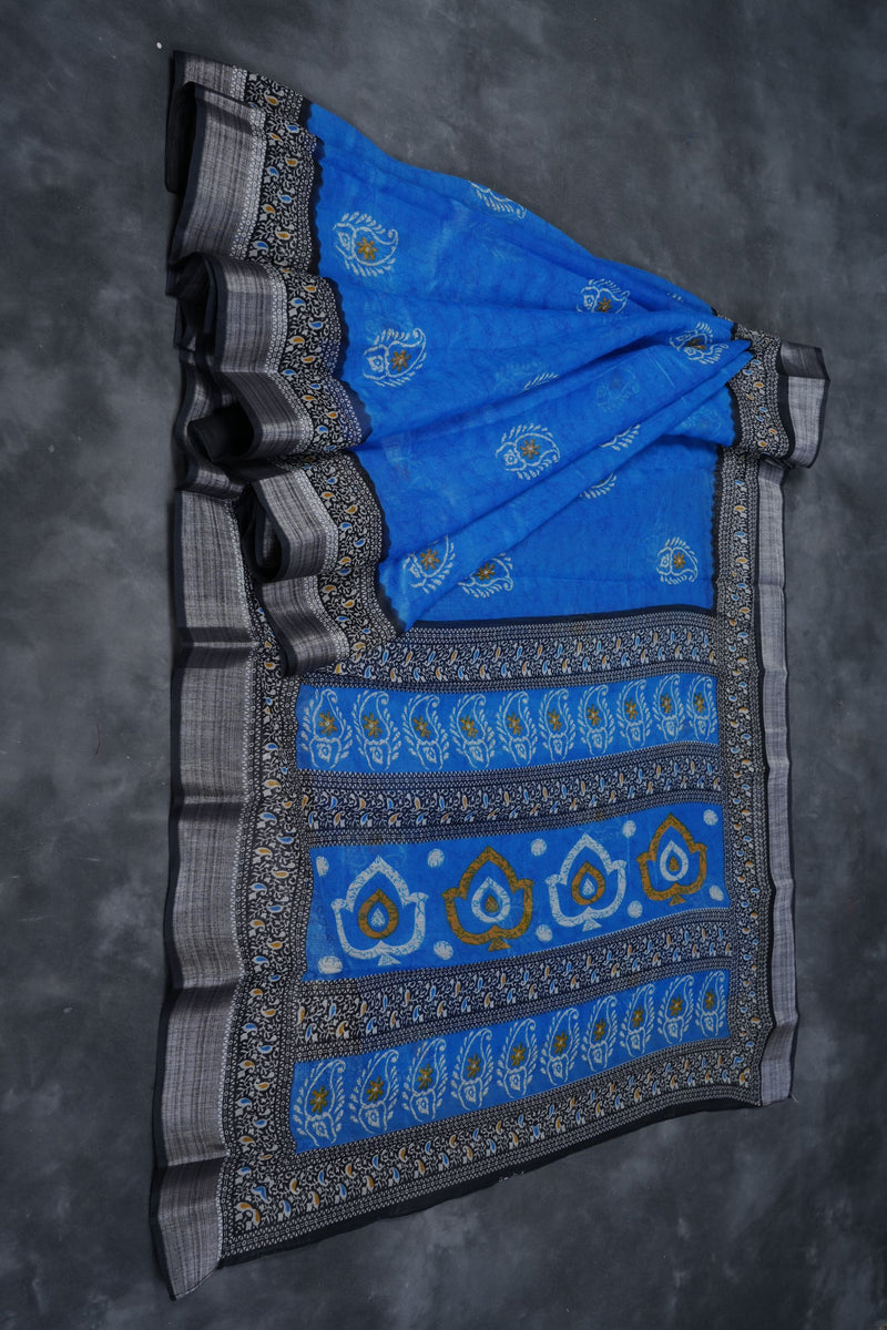 Soft Jute Sarees with Bhandini Prints & Elegant Kaddi Border – Shop Now!