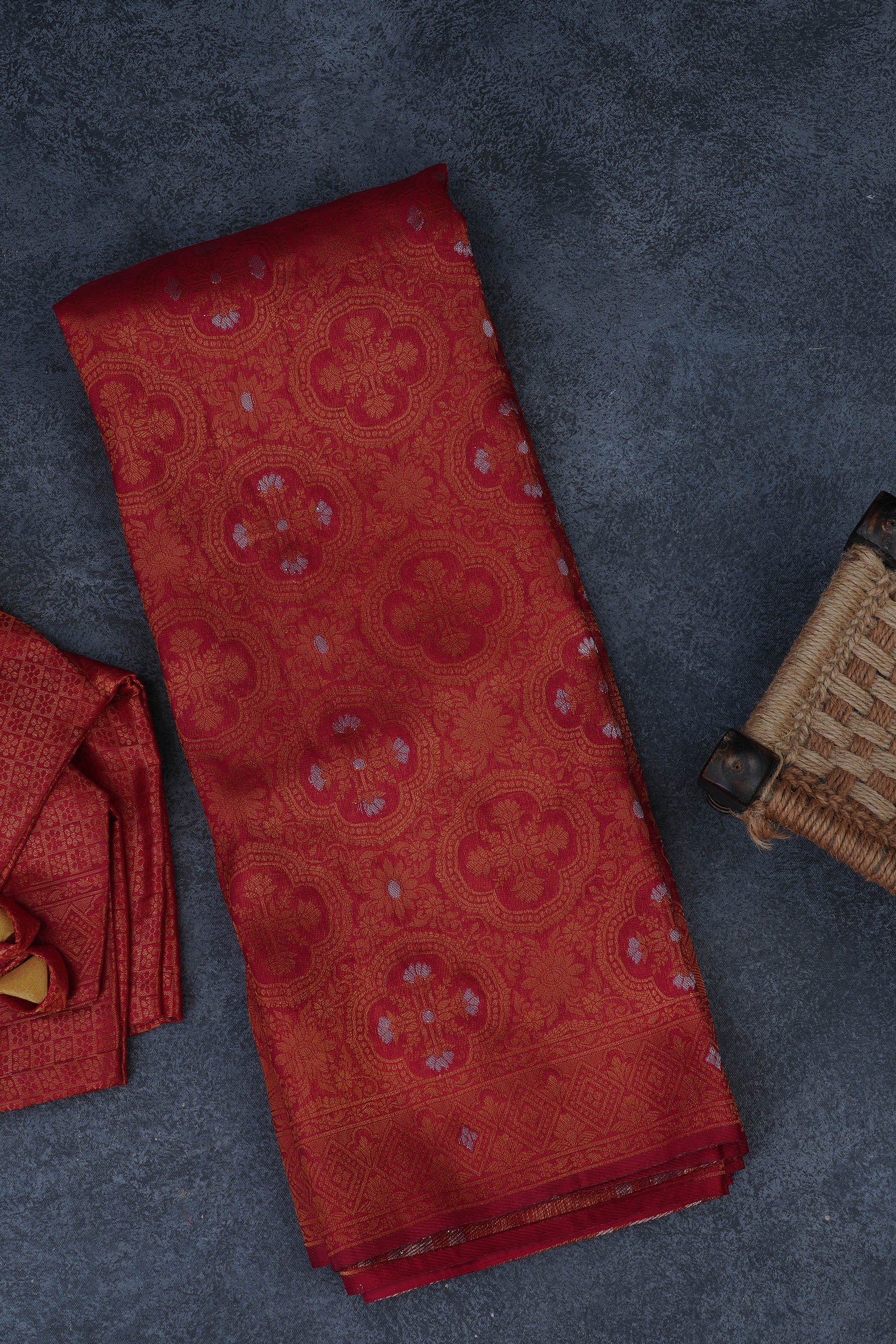 Elegant Semi-Soft Silk Saree with Copper Zari & Graceful Tassels Saree JCS Fashions