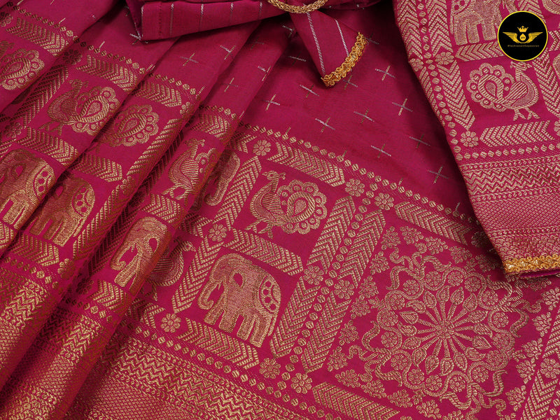 Rani Pink Semi Soft Silk Saree With Zari Woven Border And Pallu
