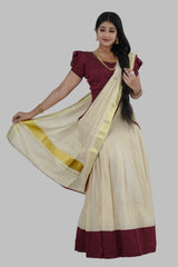 High-quality Kerala Cotton Lehenga Set in Golden Tissue fabric