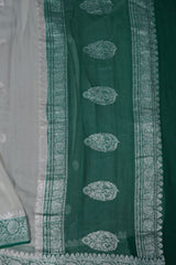Silkmark Certified Georgette Saree: Premium Trendy Kaddi with Silver Weaving