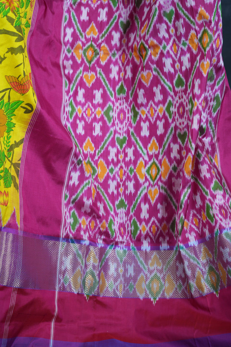 Elegant Gadwal Patola Weaved Border Saree with Kanchi Zari detail