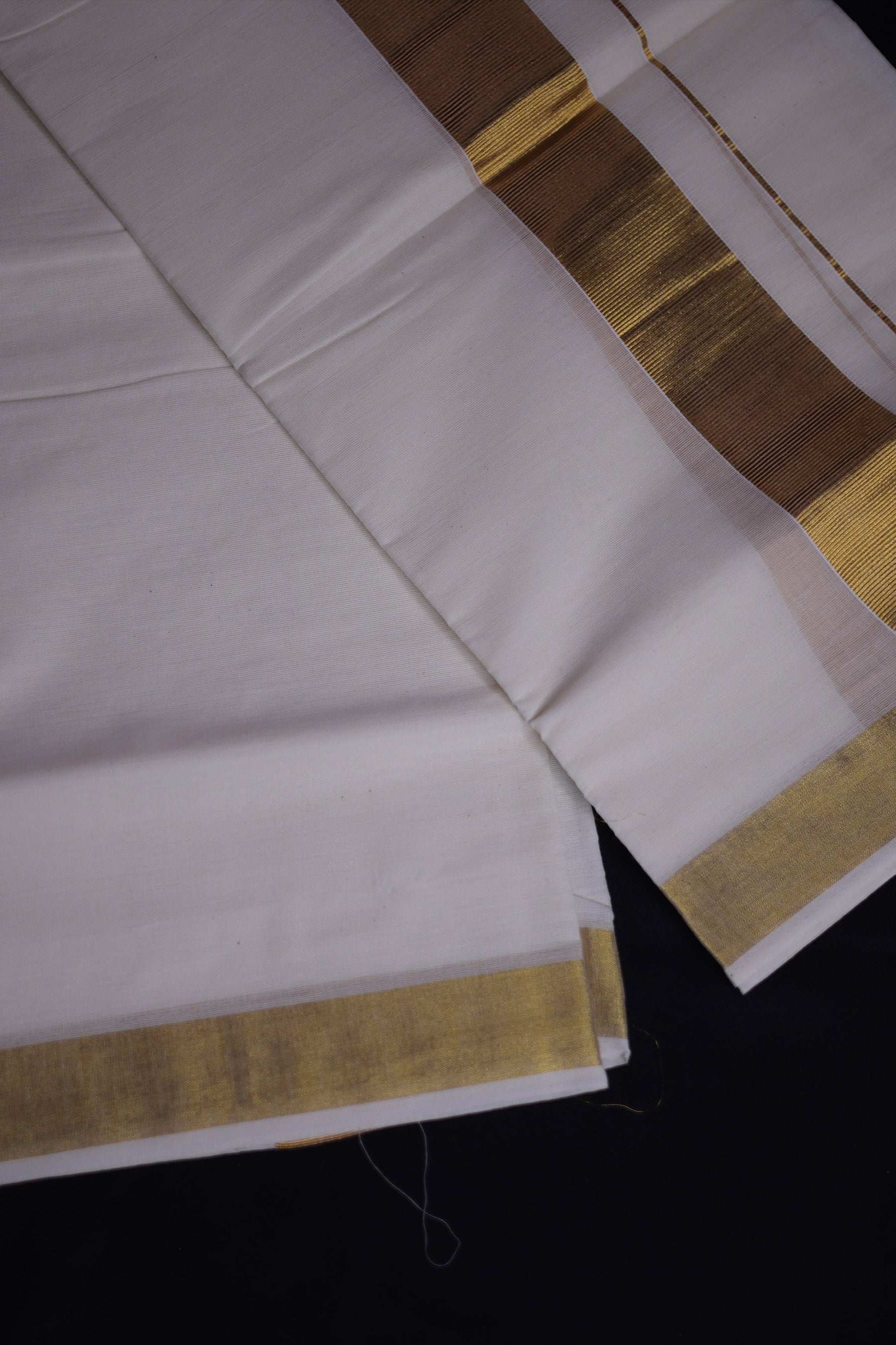 Men's Kerala Cotton Double Dhoti with Copper Zari Border by JCSFashions Men JCS Fashions
