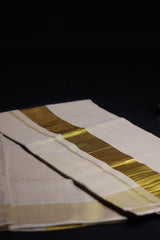 Traditional Kerala Cotton Dhoti, Veshti with gold Zari by JCSFashions - Elegance & Comfort