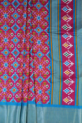 Elegant Kanchipuram Semi Silk Saree with Intricate Ikkat Design