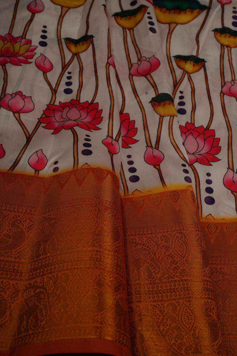 Pichwai Print Designer Saree with Kanchi Border & Indian Artistry