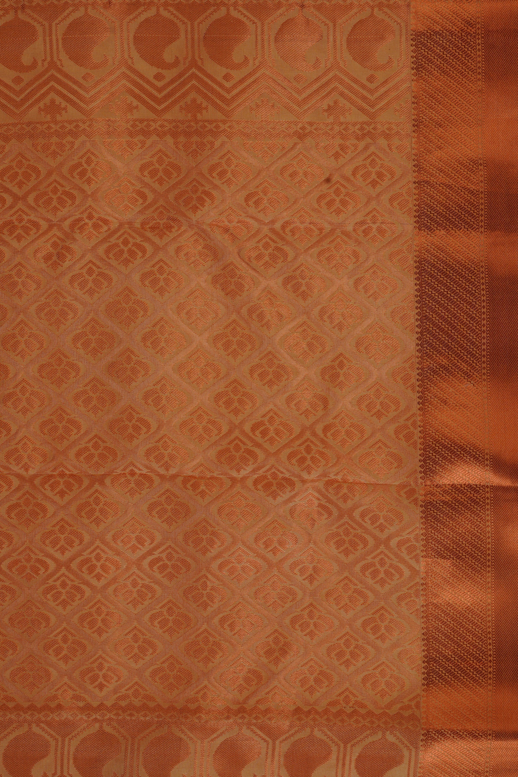 Pure Handloom Silk Saree with Copper Zari Border & Stitched Blouse Saree JCS Fashions
