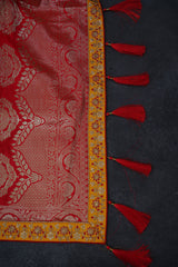 Luxurious Banarasi Soft Silk Saree with Kundan Work Detailing