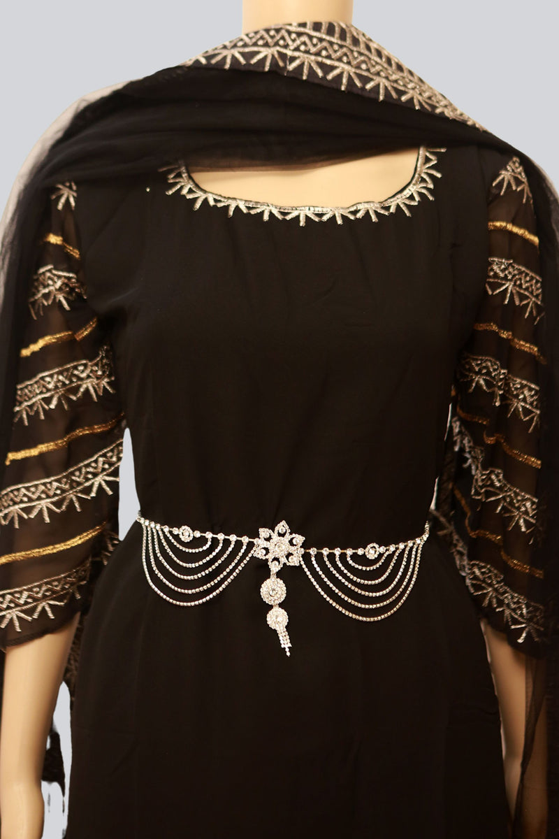 Luxe Golden Hip Chain Belt Encrusted with Gleaming Stones at JCSFashions