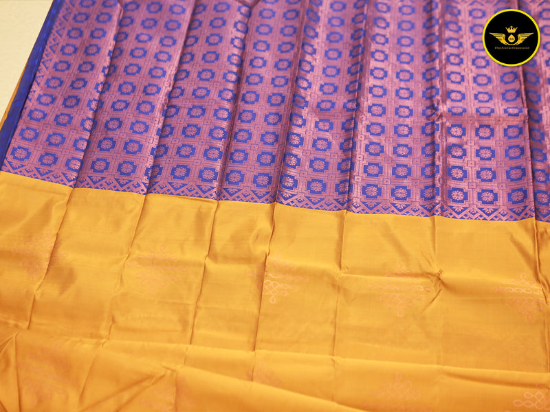 Stunning Rangoli Art Silk Saree with Kolam Design and Contrast Blouse