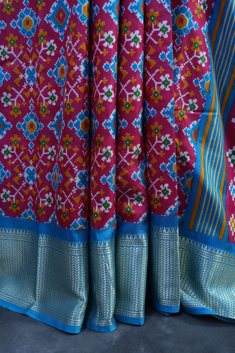 Elegant Kanchipuram Semi Silk Saree with Intricate Ikkat Design