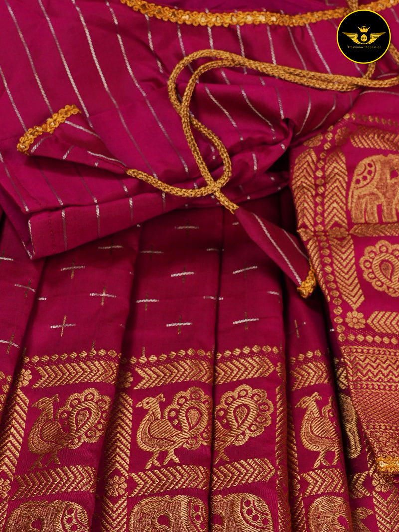 Rani Pink Semi Soft Silk Saree With Zari Woven Border And Pallu