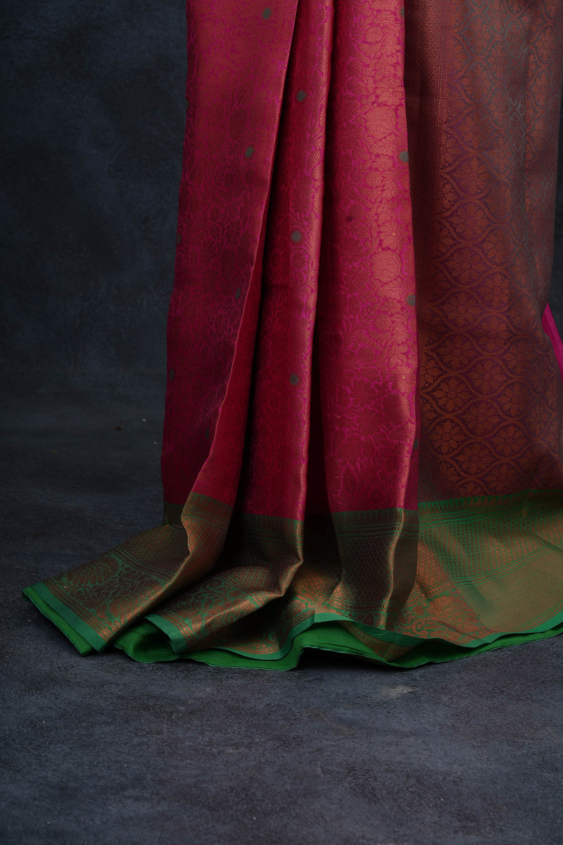 Royal Banarasi Tissue Saree with Green Border - Elegance Meets Comfort