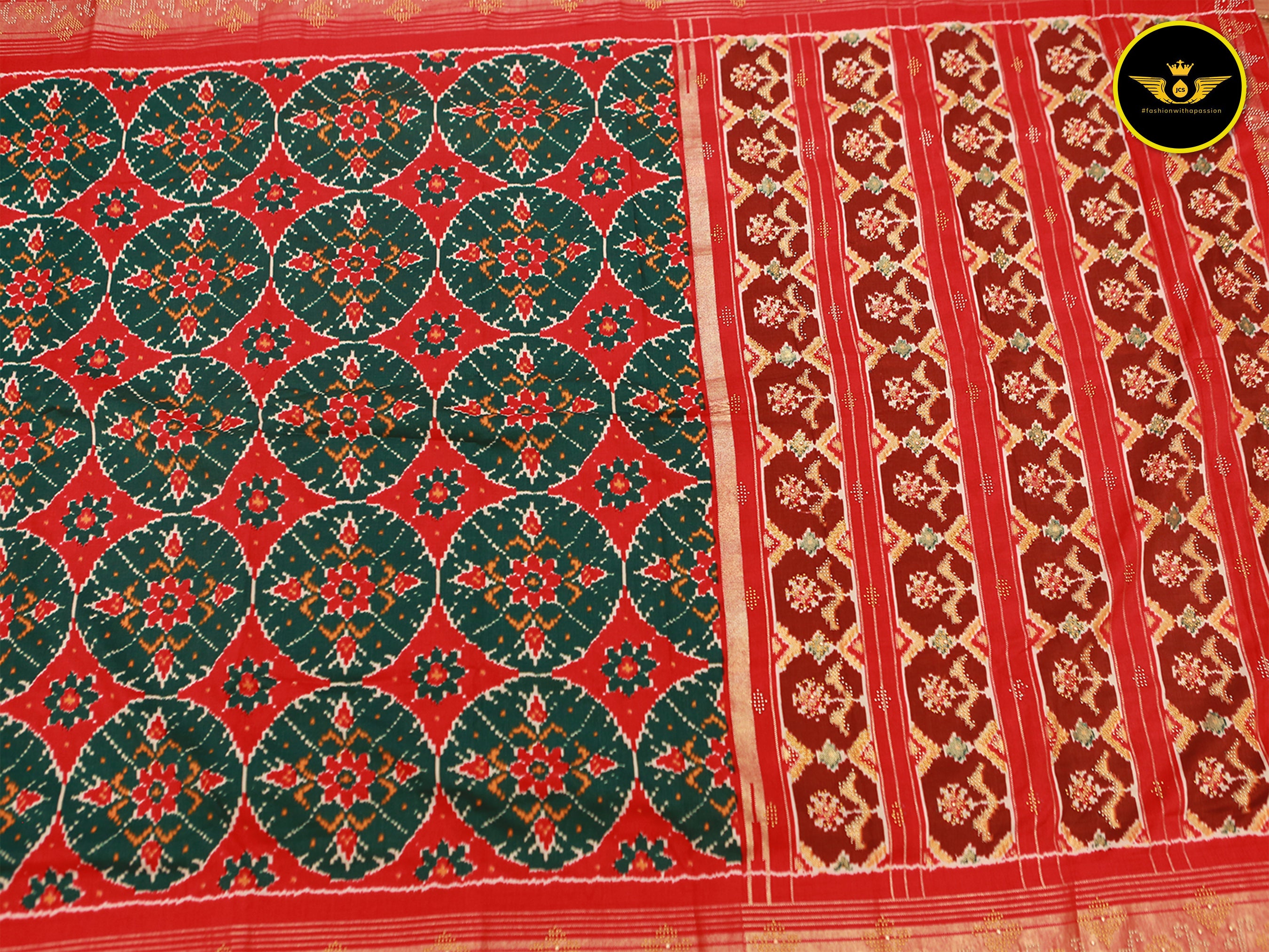 Exquisite Twill Ikkat Patola Silk Sarees with Contrast Borders Saree JCS Fashions
