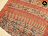 Semi Silk Saree with Exquisite Floral Design and Contrasting Blouse