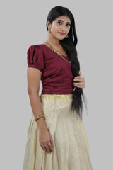 High-quality Kerala Cotton Lehenga Set in Golden Tissue fabric