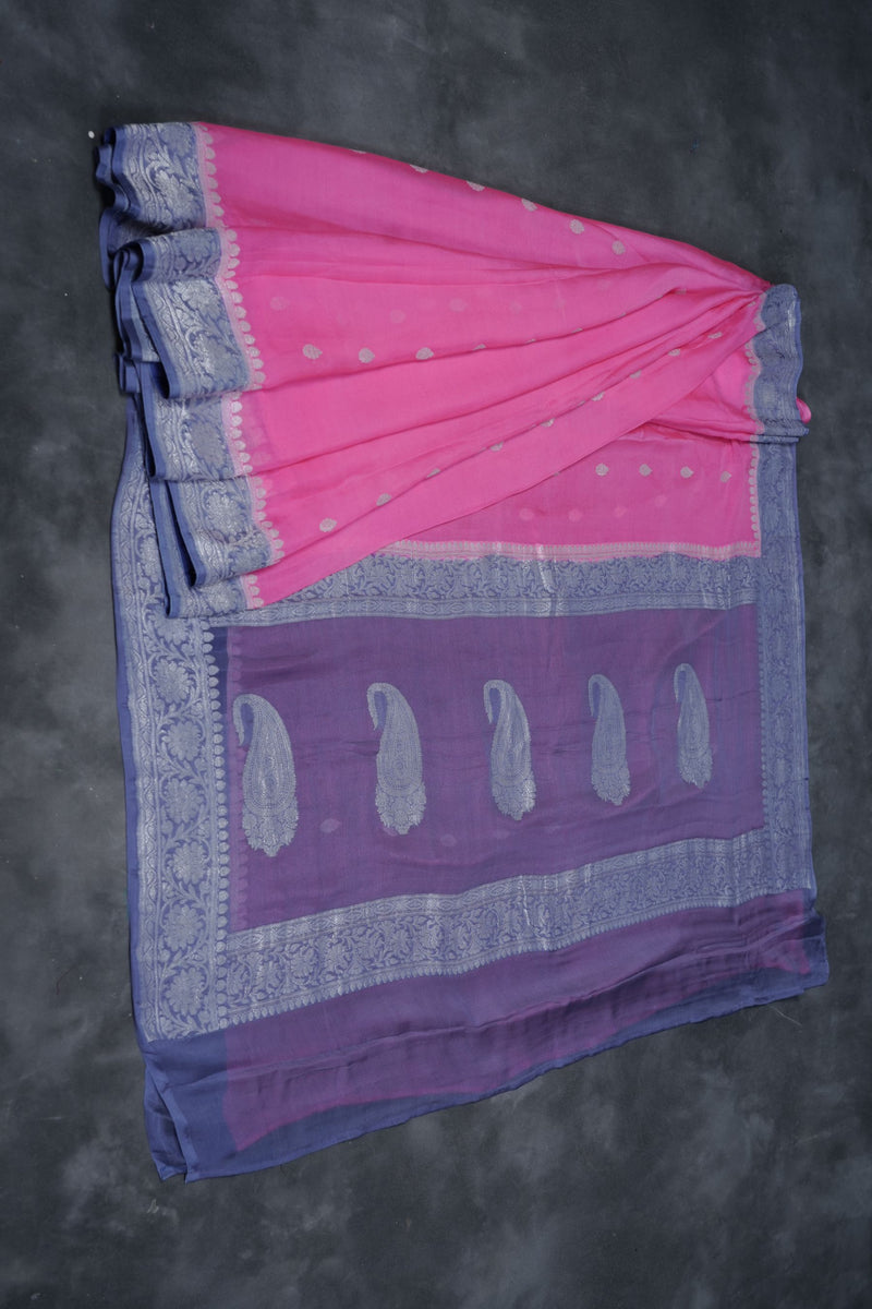 Exquisite Khaddi Georgette Sarees: Allover Silver Weaving