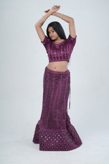 Stunning Net Lehenga Adorned with Stone and Mirror Detailing