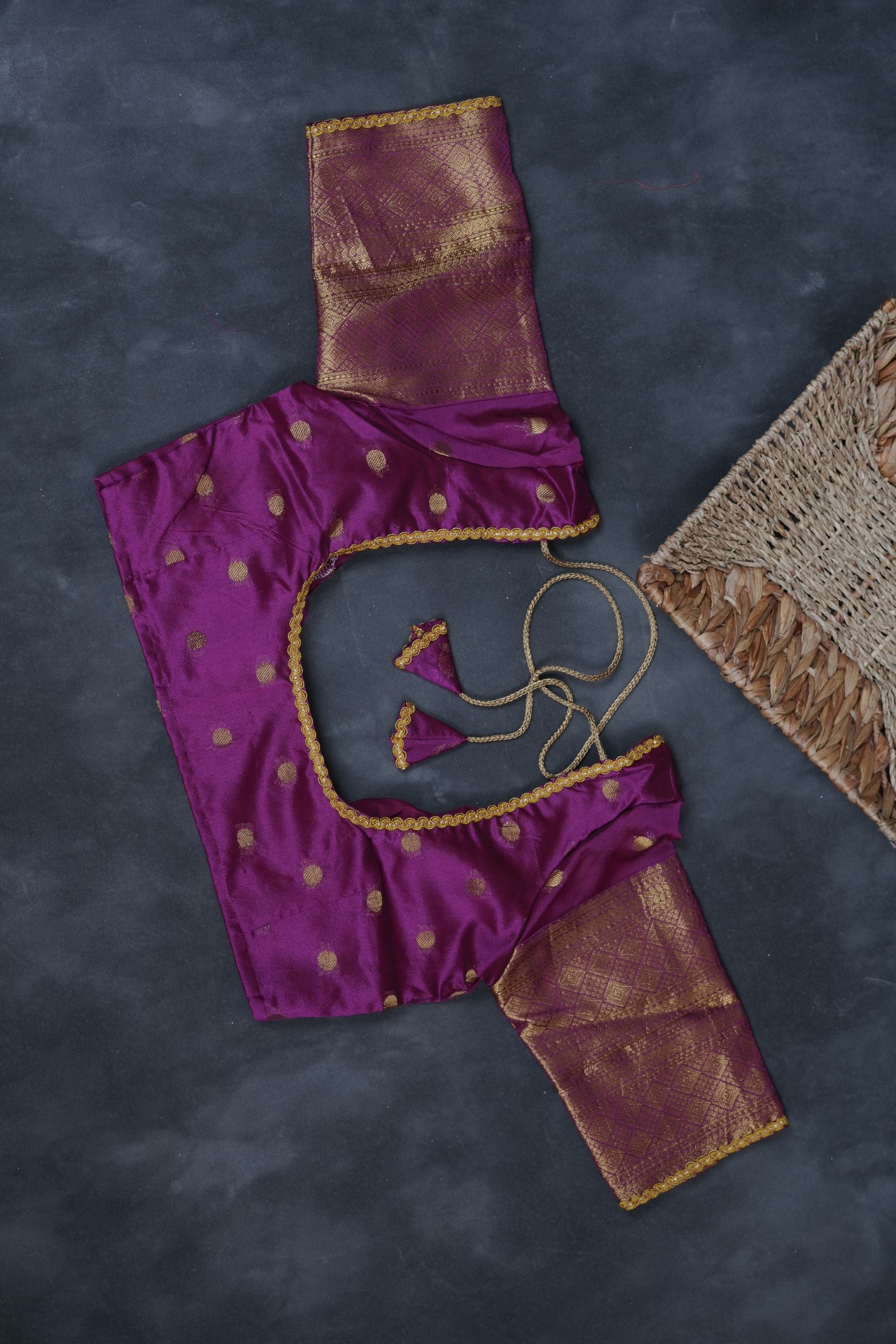 Coin-Inspired Elegance: Raw Silk Saree in Purple, Weaved Border & Blouse SAREE JCS Fashions