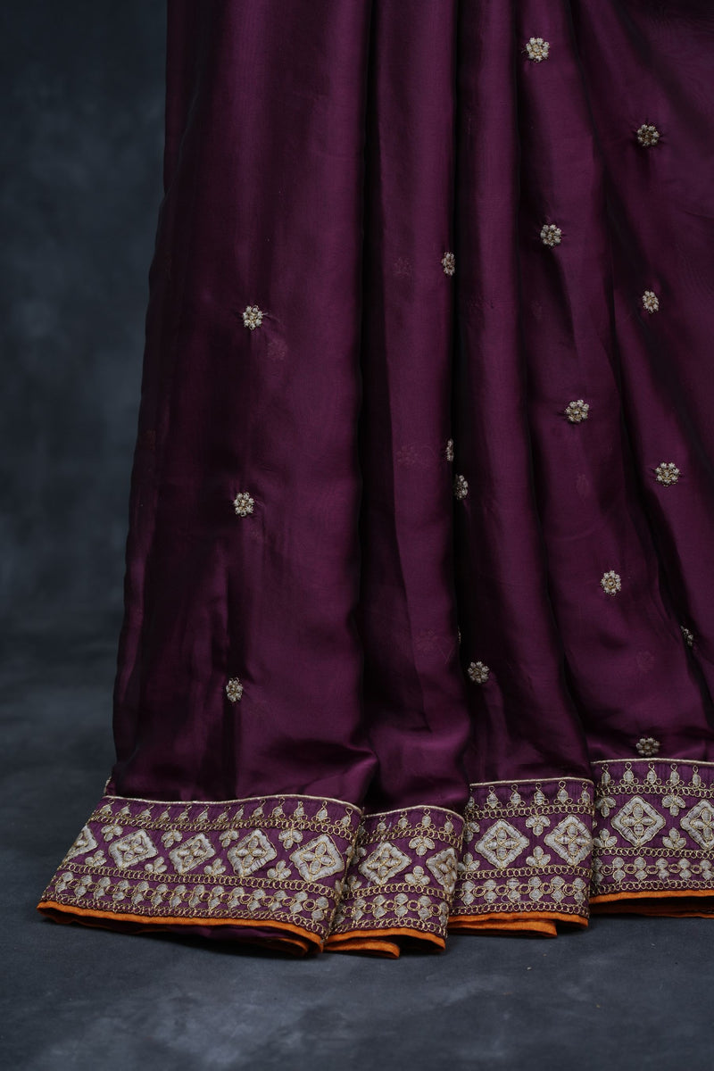 Art Silk Sarees With Embroidery Pattern Stitched Blouse
