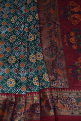 Exquisite Green Ikkat Saree with Traditionally Crafted Design