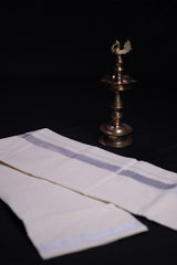 Authentic Kerala Cotton Saree with White Zari Border Saree JCS Fashions White 6.25mtr