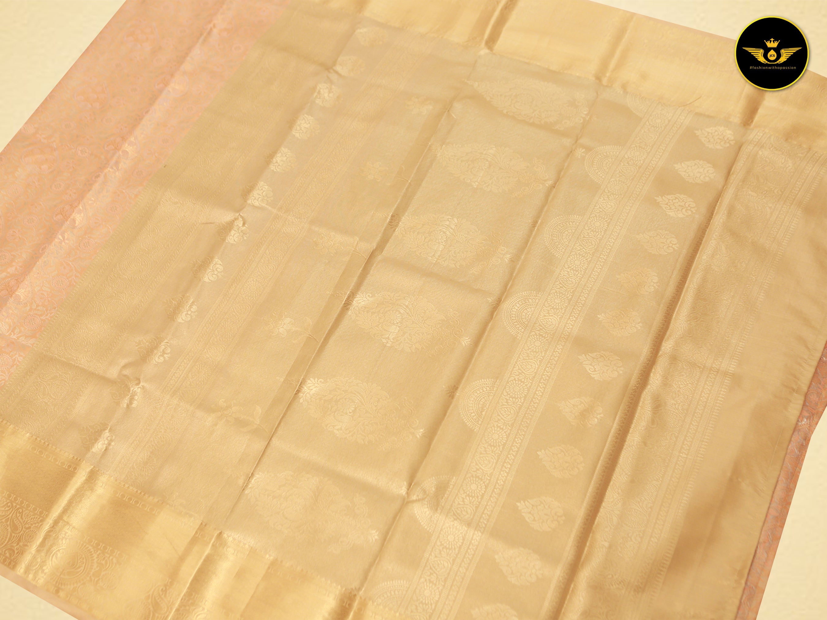 Kanchipuram Semi-Bridal Saree with Dazzling Zari Work throughout SAREE JCS Fashions