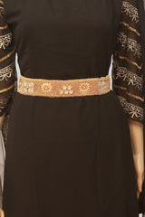 Golden Radiance: Aari & Maggam Work Hip Belt, White Stones | JCSFashions