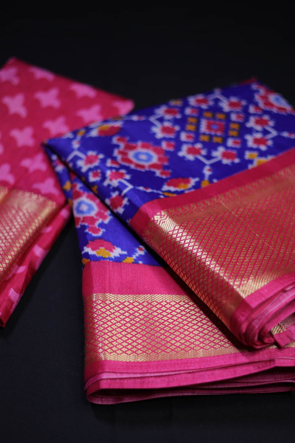 Elegant Ikkat Semi-Silk Saree with Kanchi Zari Borders