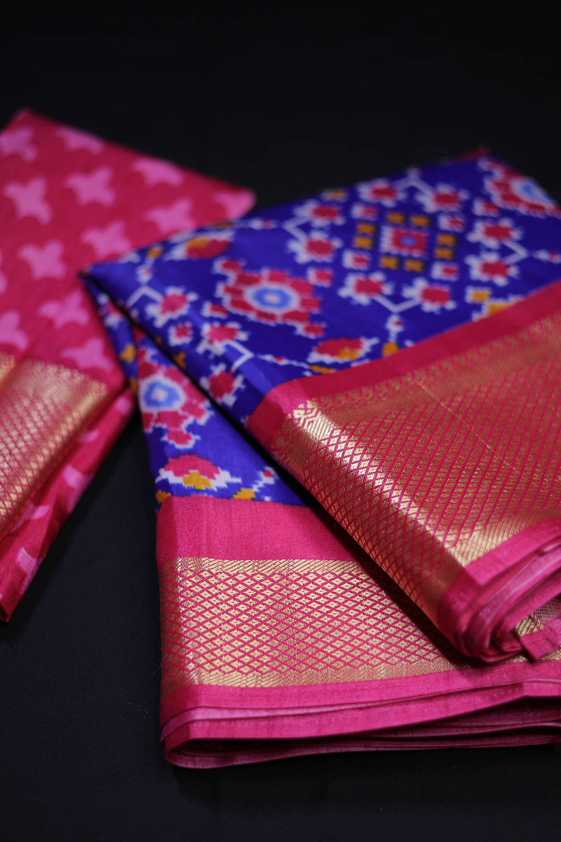 Elegant Ikkat Semi-Silk Saree with Kanchi Zari Borders